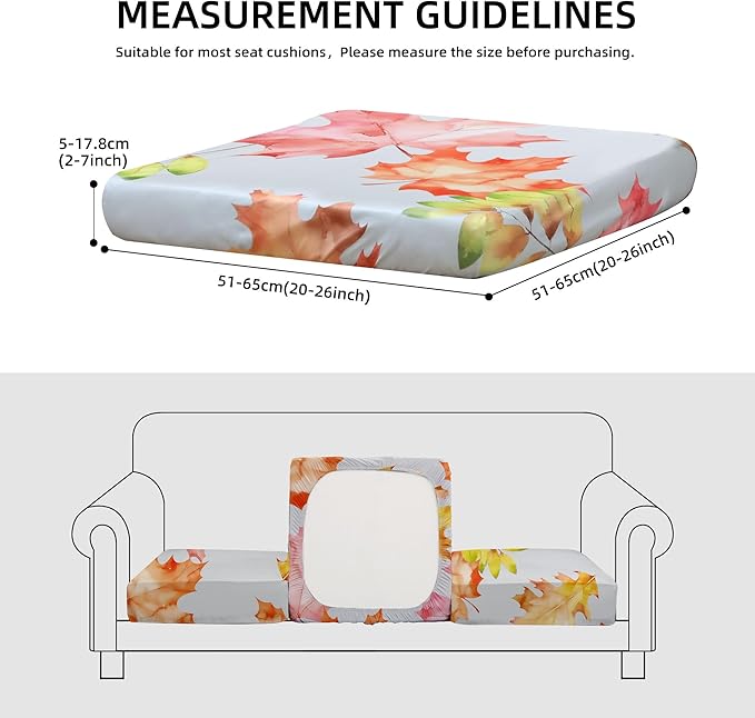 8Pcs Stretch Patio Cushion Covers Outdoor Cushion Cover, Jacquard Stretch Cushion Covers, Cover Replacement, Outdoor Sofa Covers, Washable Furniture Couch Cushion Cover (Red and Yellow maple)