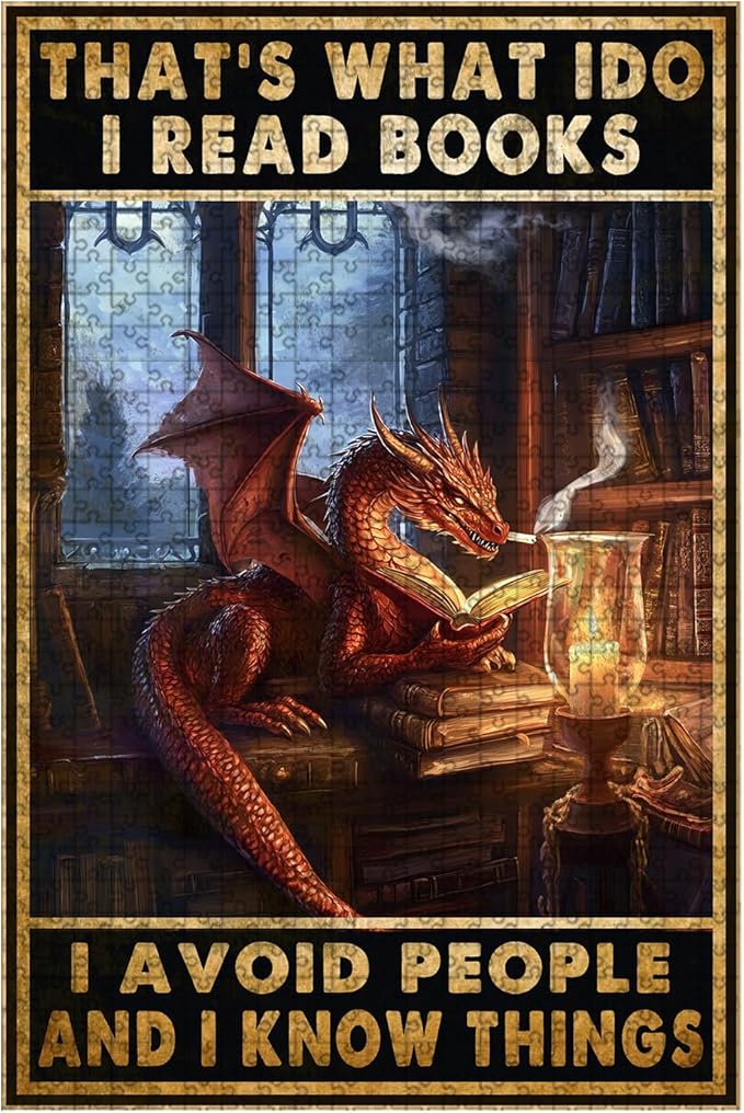 500 Piece Wooden Puzzle That's What I Do I Read Books Adults Funny Challenge for Stress Relief & Entertainment Kids Family Challenging Jigsaw 20.4x15 Inch