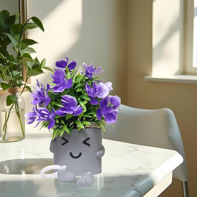 Zerzsy Set of 3 Small Artificial Plants in Pots,Cute Fake Potted Plants with Hanging Leg Planter for Window Sill Desk Bathroom Decor, Home Office Artificial Succulent Plants