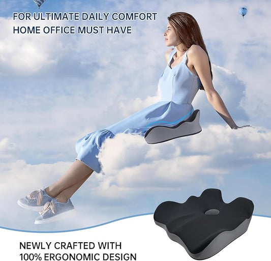 Seat Cushion, X-Large Memory Foam Office Chair Cushion, for Pressure Relief Sciatica & Pain Relief for Long Sitting Hours on Office/Home Chair, Car, Wheelchair