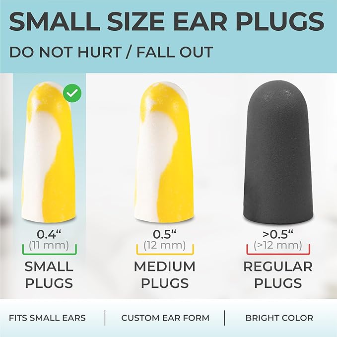 Peace&Quiet PQ Small Ear Plugs for Sleeping - 40 Earplugs for Sleep, Snoring, Small Ear Canals, Noise Cancelling 32 dB, Sound Blocking, for Women and Men
