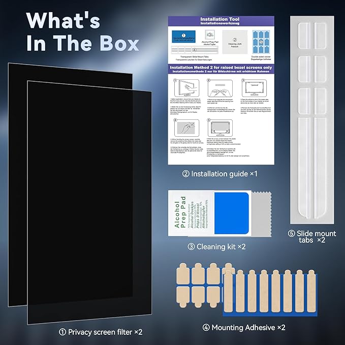 [2 Pack] Computer Privacy Screen 28 Inch for 16:9 Widescreen Monitor, Removable Eye Protection Anti Glare Blue Light Filter, Anti Scratch Computer Monitor Privacy Shield 28 In