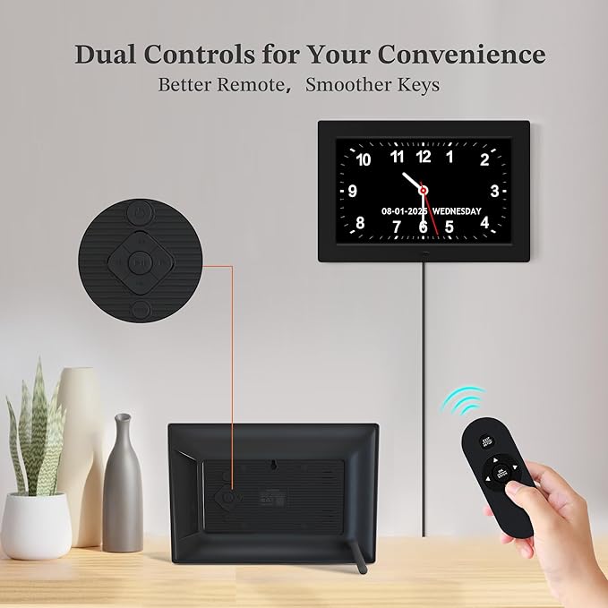 10.1'' Digital Clock, 1280*800p HD Extra Large Display, Digital Clock With Date, Time, Day Of Week, 10 Reminders & 6 Alarms, Auto Dimming & DST, Remote Control, Dementia Clock For Seniors, Black