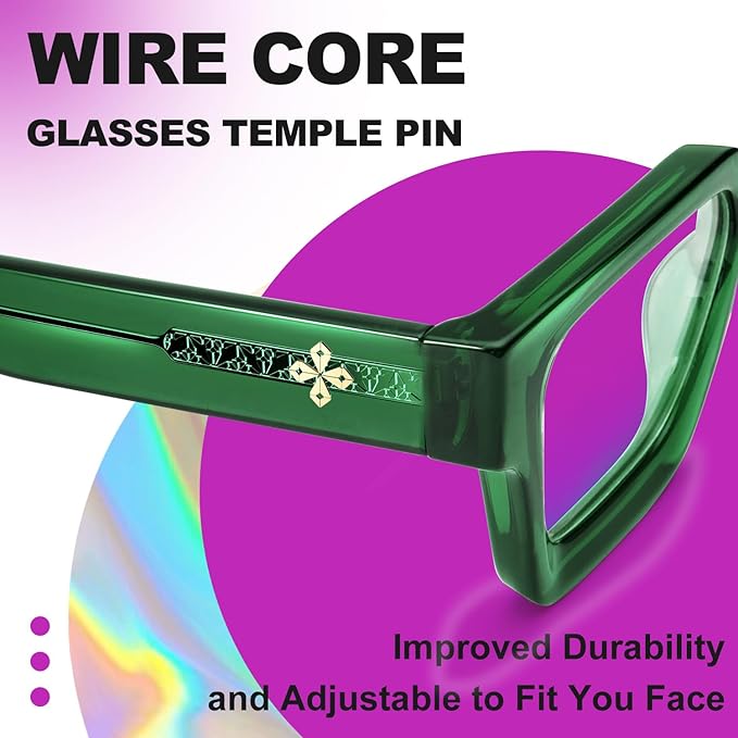 VISOONE Blue Light Blocking Glasses with TR90 Rectangle Frame and Chic Preppy Look for Women Men RIVER