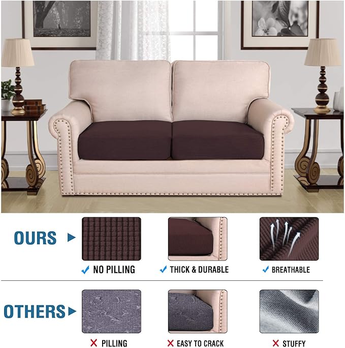 H.VERSAILTEX Super Stretch Stylish Cushions Covers/Furniture Cover Spandex Jacquard Small Checked Pattern Super Soft Slipcover Washable Individual