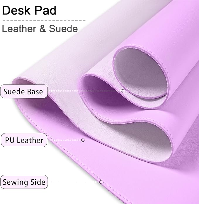 47.2" x 23.6" Large Desk Pad Mat - Non-Slip PU Leather Desk Mat, Large Mouse Pad, Computer Mat for Keyboard Mouse, Waterproof Desk Writing Mat (Violet)