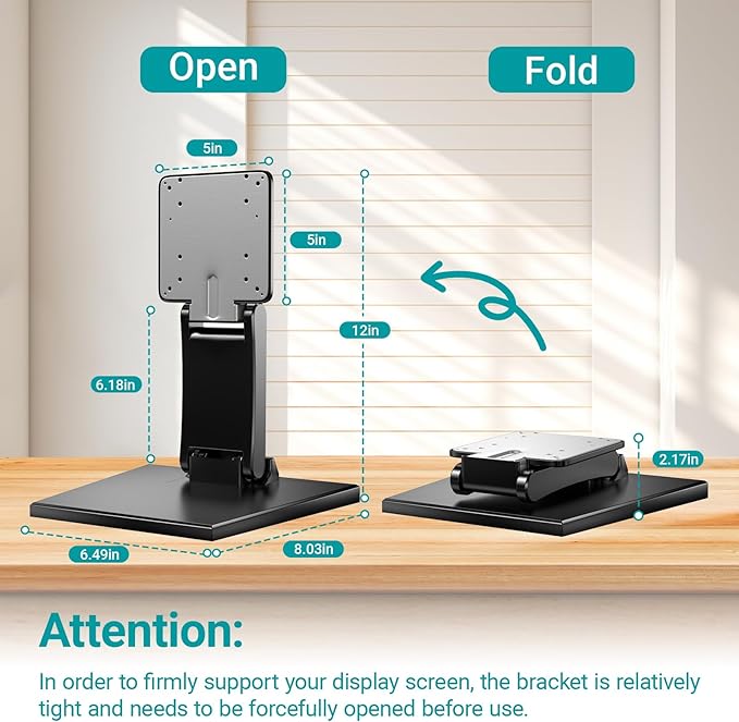 Jakeko Lay Flat Monitor Stand 24 inch - Low Foldable Monitor Stand Universal VESA 100 Adjustable