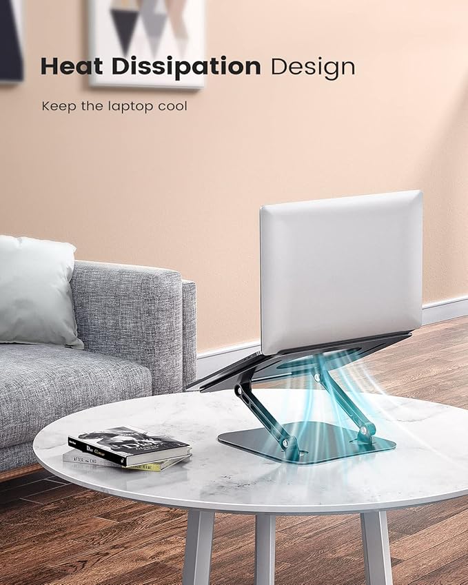 Laptop Stand, Adjustable Laptop Stand for Desk, Aluminum Computer Stand Portable Laptop Riser, Foldable Laptop Holder for Mac HP ASUS Acer Surface ThinkPad Dell Lenovo