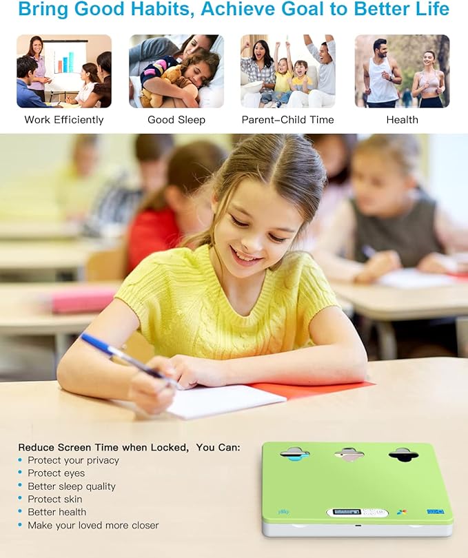 ySky Timer Lock Box for iPad iPhone,Portable Phone Lock Box for Tablets,Folded Phone,Controller,TV remotes, Phone Locker to Help Kids Reduce Screen Time Focus to Achieve Goals(Green)