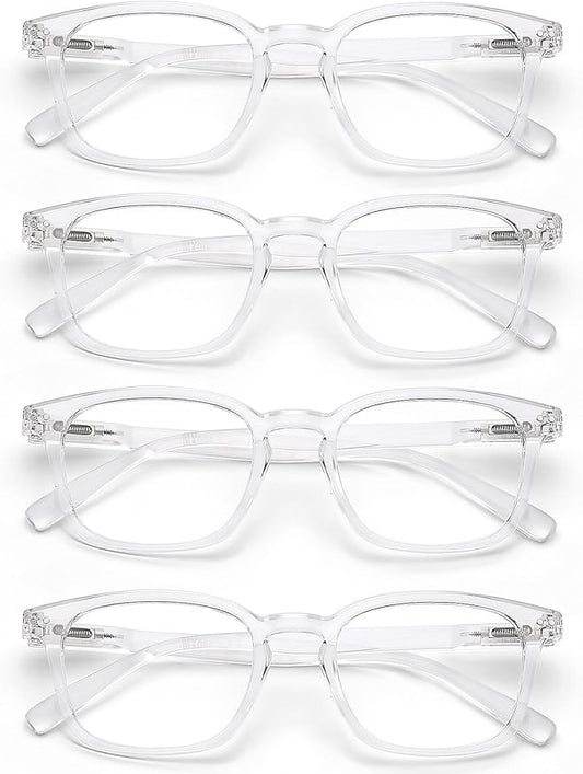AQWANO 4 Pack Computer Reading Glasses Blue Light Filter Readers Glare Glasses for Men Women