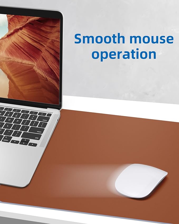 Leather Desk Pad Blotter,Mouse Pad,Office Desk Mat, Non-Slip PU Leather Desk mat,Large Desk mat,Waterproof Keyboard mat for Office/Home/Decor (Light Brown,35" x 17")