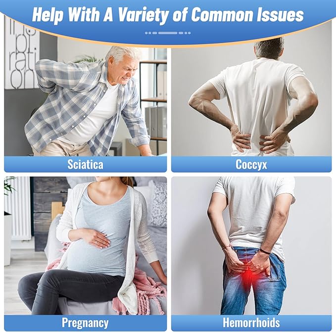 CloudBliss Donut Pillow Seat Cushion Chair Pad for Tailbone Pain Relief and Hemorrhoids, Memory Foam Seat Chair Cushion for Men and Women for Home & Office, (Red)