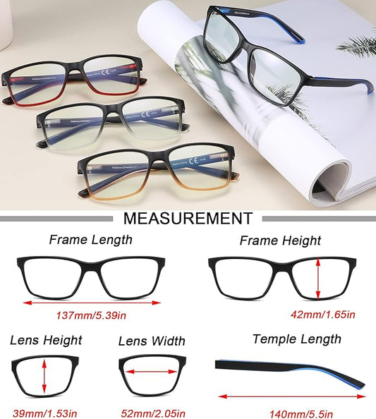 Reading Glasses for Men 4-Pack Stylish Computer Readers with Spring Hinges, Anti Glare/Eye Strain Filter UV Ray Blue Light Blocking Two-tone Reader Eyeglasses,+2.5 Magnification Strength