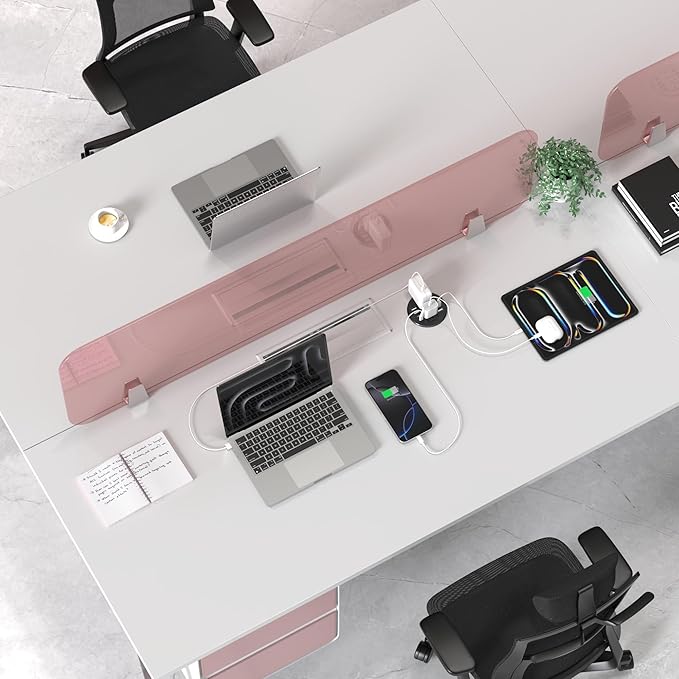 Jgstkcity Power Strip,Desktop Recessed Power Grommet,40W Total USB C Fast Charging,3.15-Inch Hole, 4 Outlets & 8 Ports, Ideal for Desktop & Countertop Flush Mount Outlet