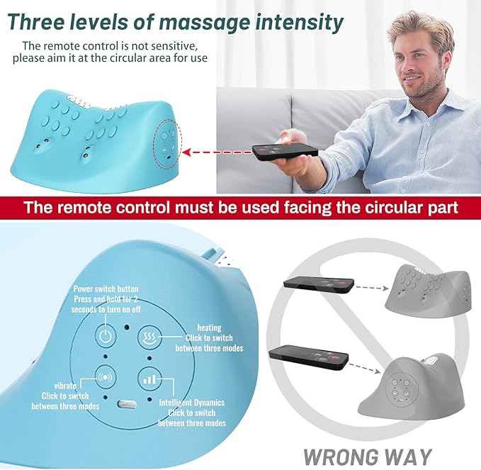 Neck Massager,Electric Neck and Shoulder Relaxer with Heat,3 Modes,Pillows for Pain Relief and Muscle Relax,26° Angle Cervical Traction Device for Back,Deep Tissue