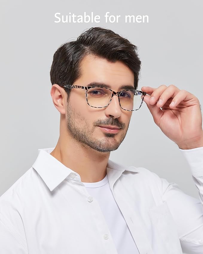 ANRRI Blue Light Glasses Men Women Leopard Blue Light Blocking Computer Glasses Anti Eyestrain Lightweight UV Filter Lens Eyeglasses Frame