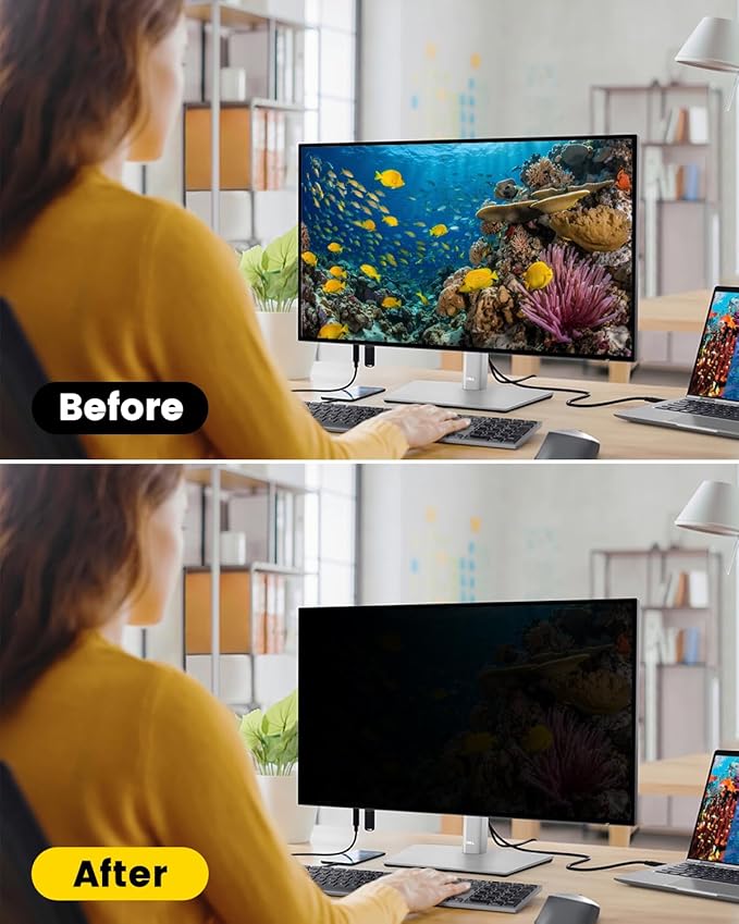 F FORITO 22 Inch 16:10 360°Privacy Screen Protector for Computer Monitor, Removable Eye Protection Anti Blue Light Anti Glare Computer Screen Privacy Shield for 22" Widescreen Monitors