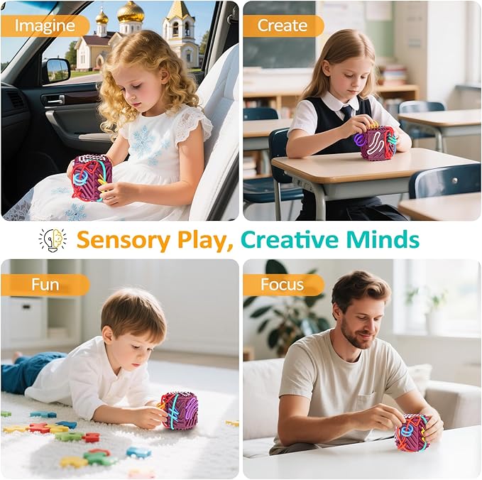 3D Upgraded Silicone Sensory Board with Built-in Storage – Fidget Travel Toys for Kids & Toddler, ADHD Autism Anxiety Relief Items (Red)