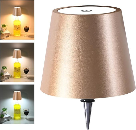 Realmoon Wireless Wine Bottle Light - Stylish 3 Color Dimmable LED for Dining Room, Bedroom and Bar Atmosphere (Golden)
