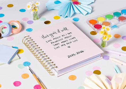 2025-2026 Eccolo Spiral Agenda Planner, This Year I Will, Weekly & Monthly Pages, 18 Months, Sticker Sheets, Inspirational Quotes (7.75 x 8.75, July 2025 - Dec 2026)