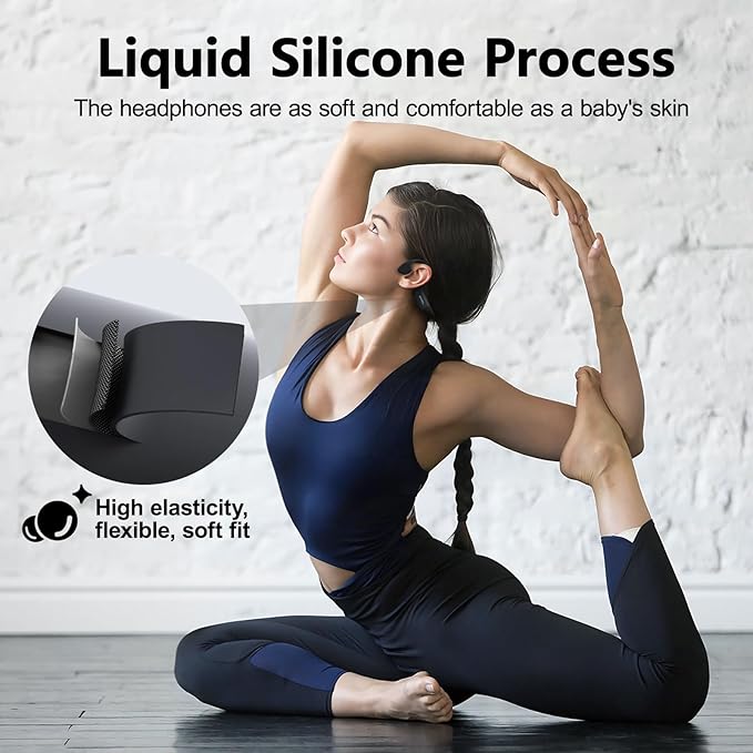 Swimming Headphones, Open-Ear Bone Conduction Headphones, 32G Memory, Bluetooth 5.4, Liquid Silicone, IP68 Waterproof for Swimming, Running, Fitness, Cycling