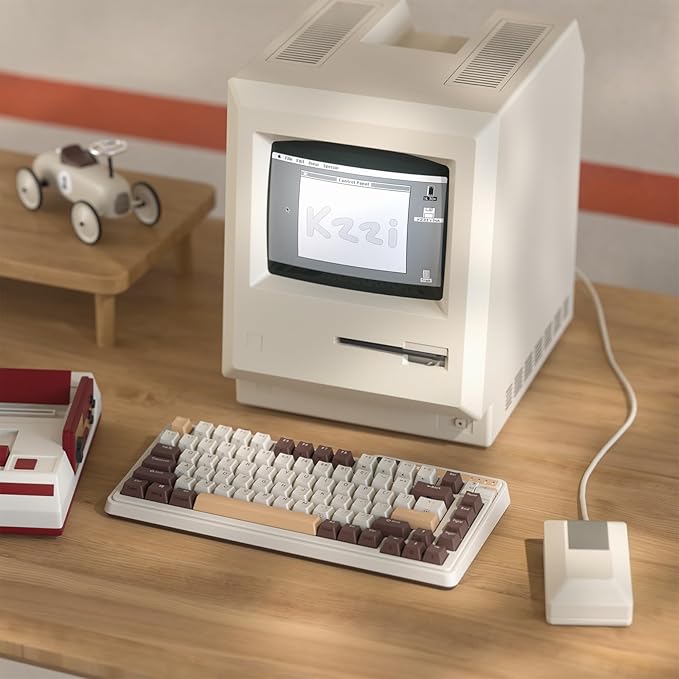 K75 PRO RGB 75% Wireless Gasket Mechanical Keyboard, Triple Mode BT 5.0/2.4G/USB-C 82 Keys Hot Swappable Gaming Keyboard w/Knob & Power Display, Custom Linear Switches, Mousse Brown