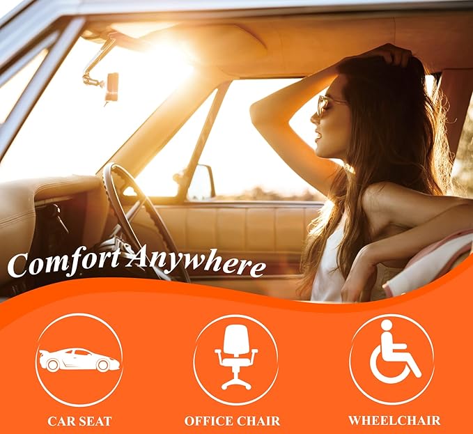 kingphenix Premium Car Seat Cushion, Memory Foam Driver Seat Cushion to Improve Driving View- Coccyx & Lower Back Pain Relief - Seat Cushion for Car, Truck, Office Chair (Brown)