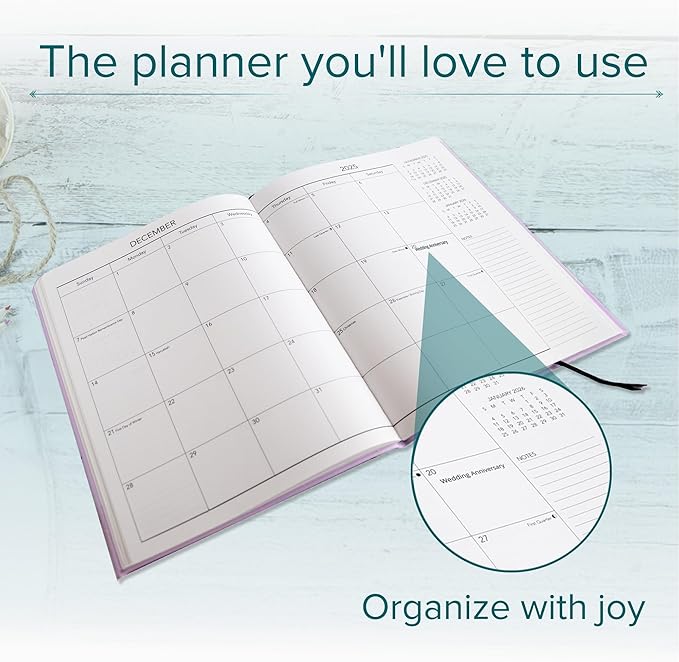 Harbor Desk Weekly Monthly Planner 2025 - Calendar Planner and Notebook, Durable Faux Leather, 192 Pages, Softcover & Book Bound - Cambridge Sage - 8 x 5.5 "