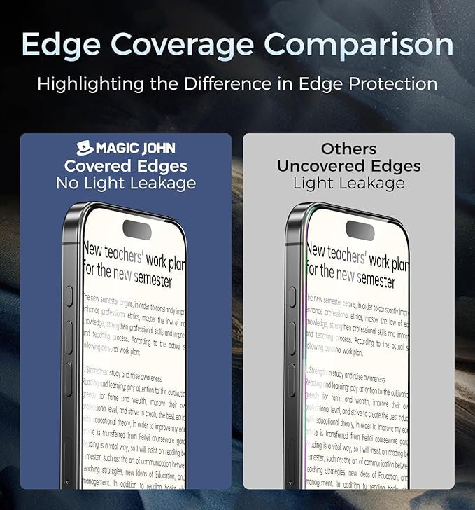 MAGIC JOHN 3rd Gen Upgraded for iPhone 15ProMax Screen Protector 6.7 Inch,HD Clear,Shatterproof Tempered Film,Auto Dust-Elimination,Bubble Free,Easy Installation,2 Pack