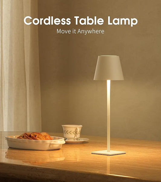 UME 3 Pack Cordless Table Lamp, Battery Operated Lamp - Portable Waterproof Rechargeable Table Lamp w/ 3 Color Temps & Stepless Dimming for Dinner, Desk, Cafe, Outdoor (White)
