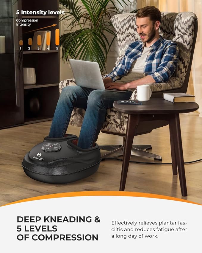 Relaxation Gifts for Women Men Mom Dad, 2025 Upgrade Shiatsu Foot Massager with Heat, FSA Eligible Feet Massager for Plantar Fasciitis & Neuropathy, Adjustable Modes & Compression, Remote Control