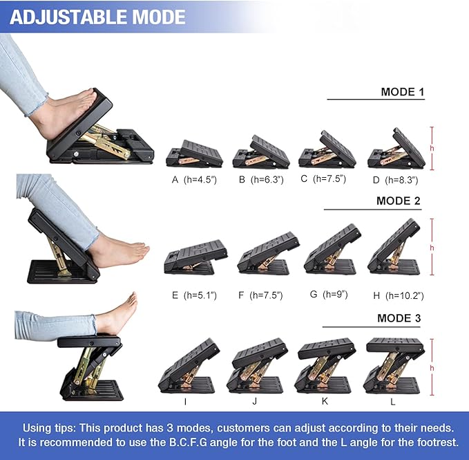 Foot Rest for Under Desk at Work 4-Level Height Adjustable, Ergonomic Foldable Footrest for Office, Gaming,Computer, Soft & Removable Pad Desk Foot Stool Suitable for All Seasons(Brown)