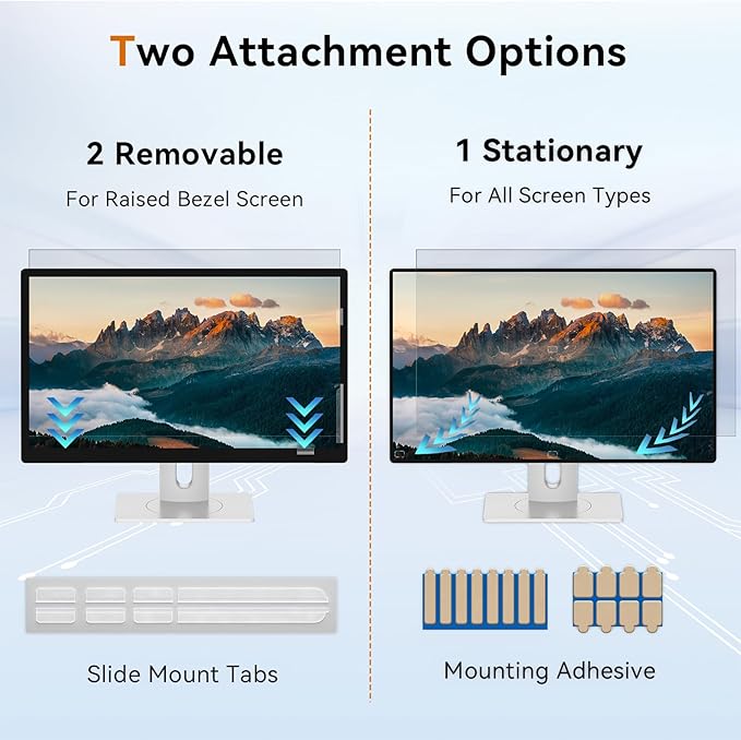 32 Inch Computer Privacy Screen Filter for 16:9 Aspect Ratio Widescreen Monitor - Anti Glare Blue Light Filter, Removable Computer Monitor Privacy Shield, Anti-Scratch Screen Protector Film 32 in
