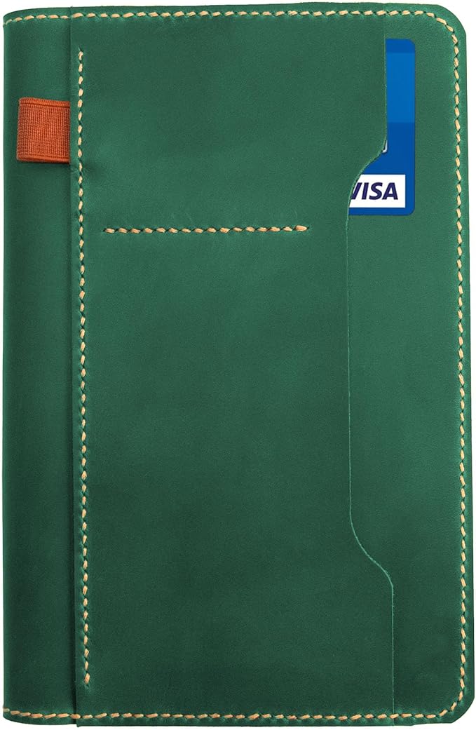 Genuine Leather Notebook Notepad Cover for TOPS The Legal Pad Writing Pads Docket 5" x 8" Cover, retro real leather portfolio folder cover organizer (Dark Green)