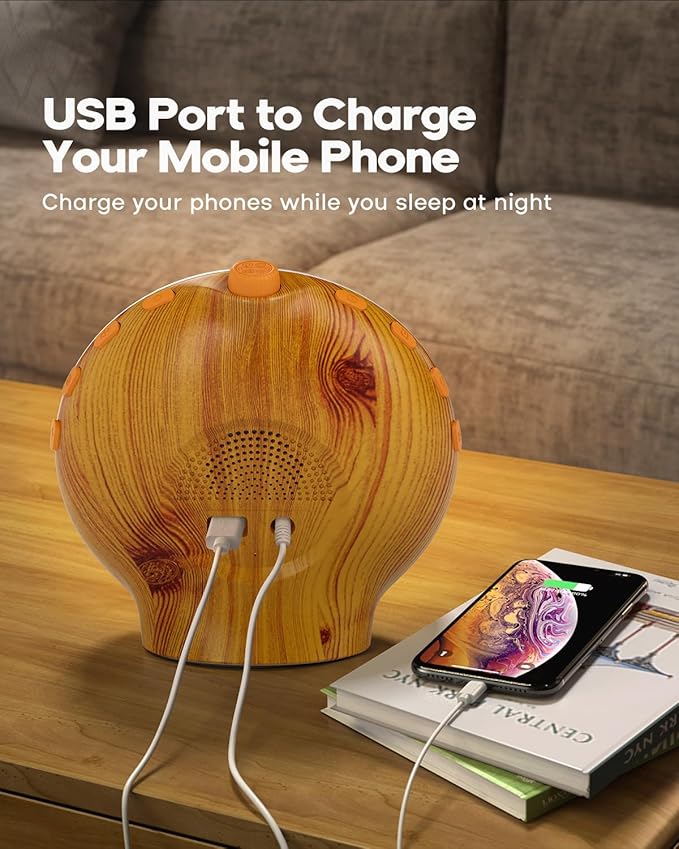 Dekala Sunrise Alarm Clock for Heavy Sleepers, Wood Grain Wake up Light Sunset Simulation, 7 Nature Sounds, Dual Alarms, Colorful Ambient Lamp, FM Radio, Snooze, Sleep Aid for Kids & Adults Bedroom