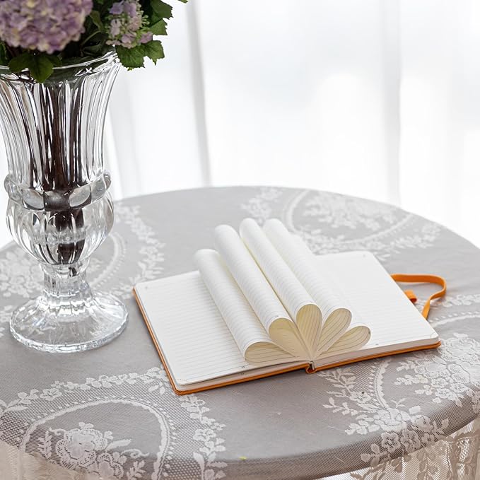 POPRUN Lined Journal Notebook for Women & Men, A5 Medium Size 5.25''x 8'', 120GSM Thick Paper, 128 Numberd Pages, Hardcover, Index Tabs, College Ruled Notebook for Work & Note Taking - Black