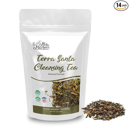 Milamiamor Terra Santa Cleansing Tea – Herbal Detox, Digestive Relief & Bloating Reduction, Proven Laxative Blend with Antioxidants for Digestive Cleanse & Natural Detox, Made in USA, 14 Tea Bags
