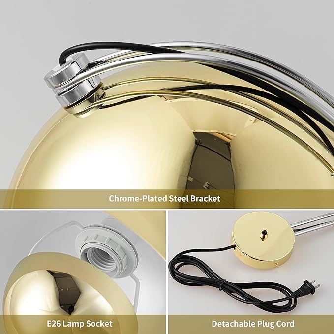 COSYLUX Modern Sleek Plug in Wall Sconce, Hardwired & Corded 2in1 Design Metal Wall Light Fixtures for Bedroom Bedside Reading, Mid-Century Flower Bud Wireless Wall Sconces with Switch, Gold