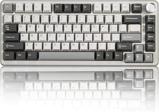 YUNZII B75 PRO Wireless Mechanical Keyboard,75% Layout with Knob,Hot Swap Gasket Custom Structure,Creamy Pre-lubed Switches,RGB Backlit,Bluetooth/Type-C/2.4G for Win/Mac(Milk Switch,Grey)