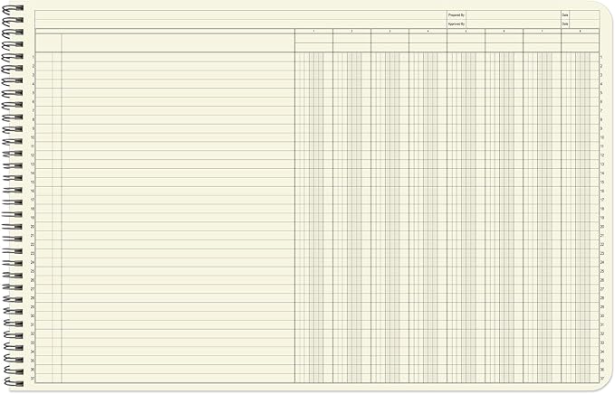 BookFactory Accounting Ledger Notebook/Large 8 Column Accounting Ledger Columnar (Eight Columns) Log Book - 17'' x 11'', 100 Pages, Wire-O Landscape Format (LED-100-CLCW-PP(17x11-Ledger-8)-AX)