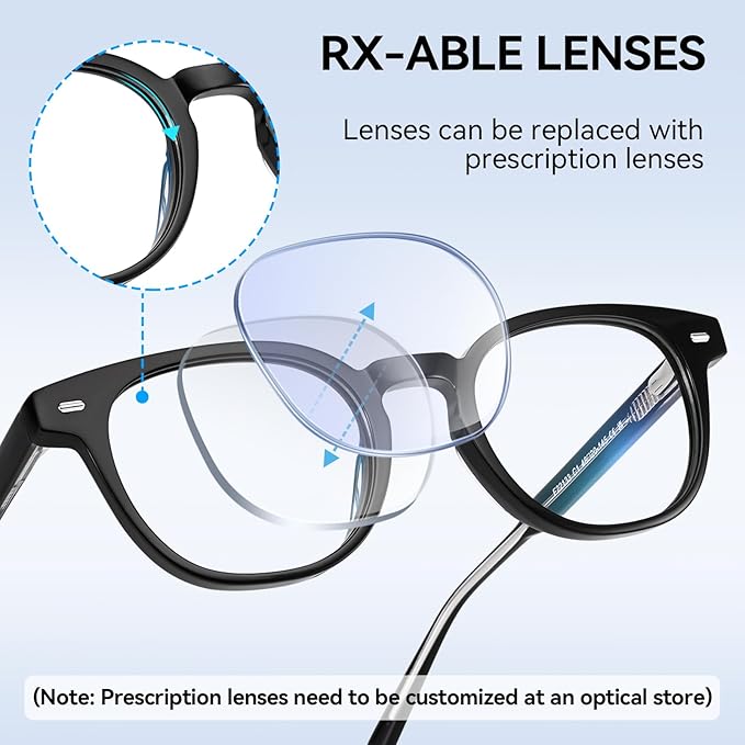 Dollger Blue Light Blocking Glasses For Woman Men Thick Square Frame Round Non-Prescription, For Computer,Work, TV,Gaming