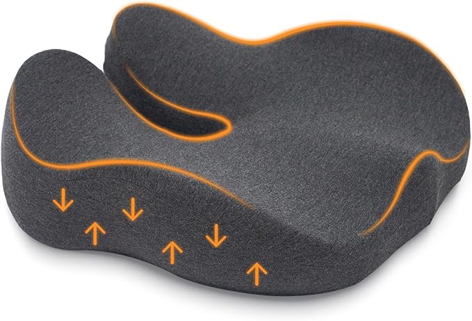 CXC Gel Seat Cushion for Office Chair: 4-Zone Pressure Relief Memory Foam Pad with Cooling Tech - Sciatica Pain Relief Pillow | Desk Chair, Wheelchair, Floor Sitting, Long Driving & Classroom Use