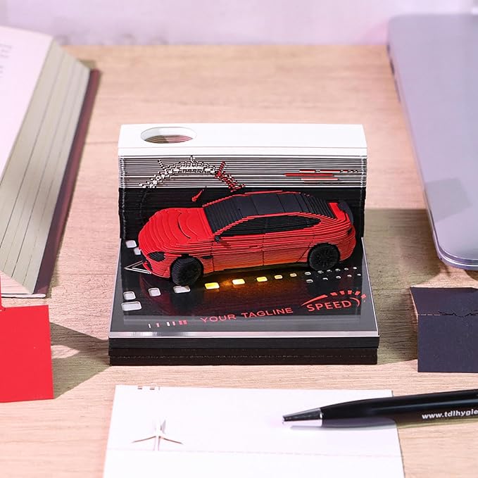 3D Timepiece Calendar 2026 Paper Art Memo Pad with LED Light – Tear-Away Desk Calendar for Record, Planner & Habit Tracker, Bookmark, Gift & Decorative Office Decor