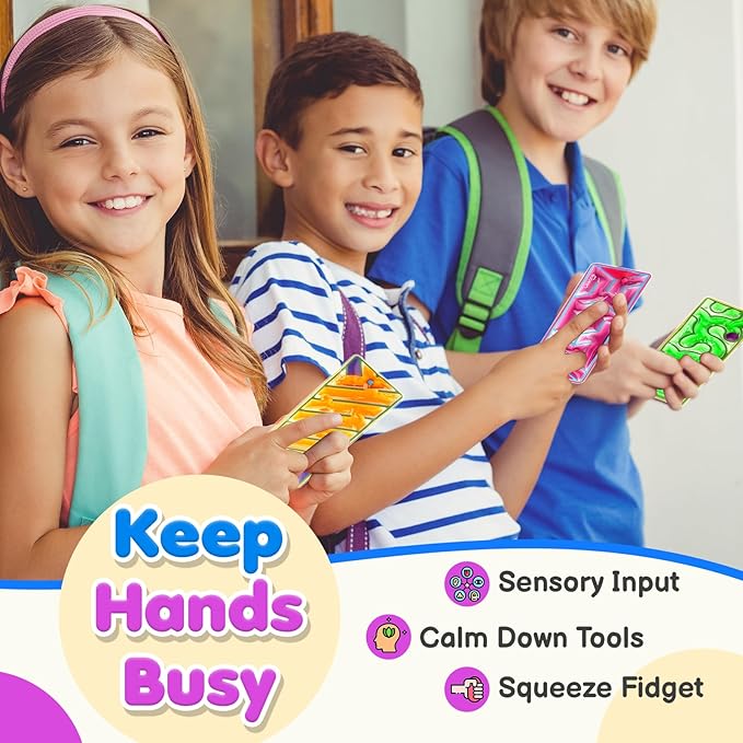 Squishy Sensory Fidget Autism Toys for Kids: Sensory Toys for Sepcial Need 6 Pack Maze - Quiet Fidget Sensory Filled Goo for Calming Down Classroom, Adult Office,Travel Essentials