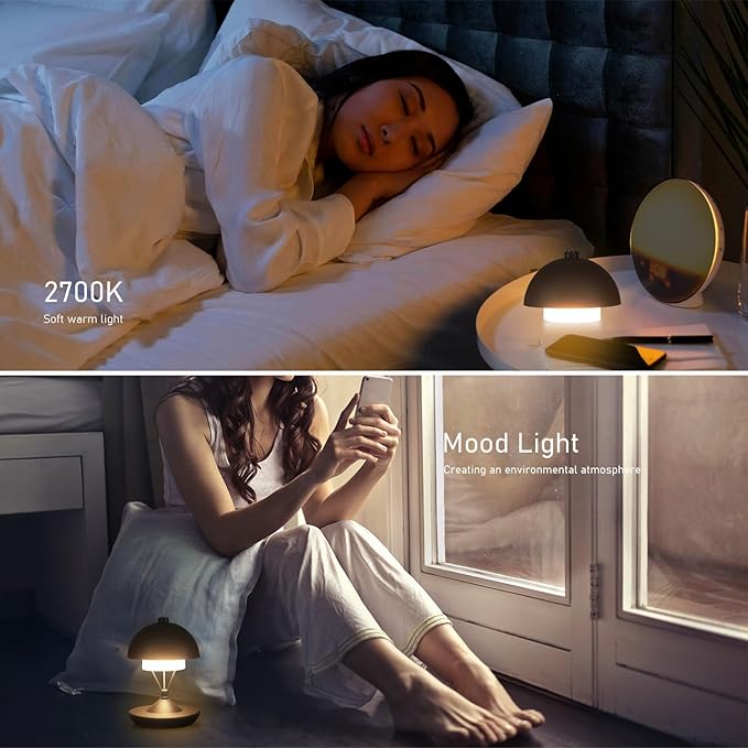 Modern Table Lamp Cordless Portable Desk Lamp, 2700K Stepless Dimming Rechargeable Battery Operated LED Lights for Bedroom, USB-C Charging, Restaurant/Bar/Night Light/Gifts (Sand Black)