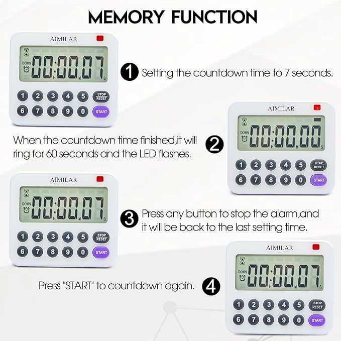 Digital Countdown Kitchen Timer - AIMILAR Magnetic Count Up Down Cooking Timer with Magnet Back Loud Alarm Directly Input Hours Minutes and Seconds