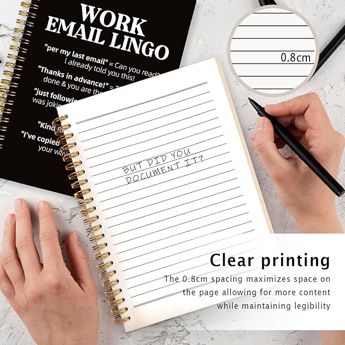 Funny Office Supplies, Work Journal Notebook for Women Men Coworkers, Funny Sarcastic Office Gifts for Coworkers, Work Email Lingo Hardcover Spiral Notebooks 5.5x8.3 Inch