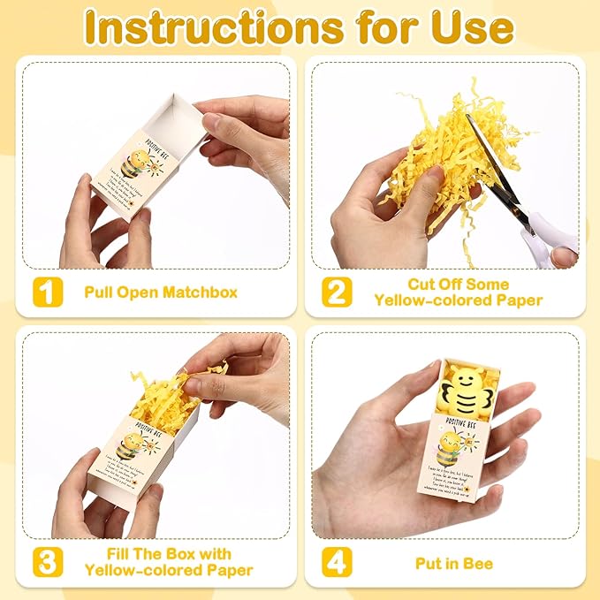Wettarn 36 Sets Bee Gifts Positive Cute Stress Balls with Support Gift Boxes Inspirational Party Favors for Employee Coworker Friends Office Stress Relief Toys