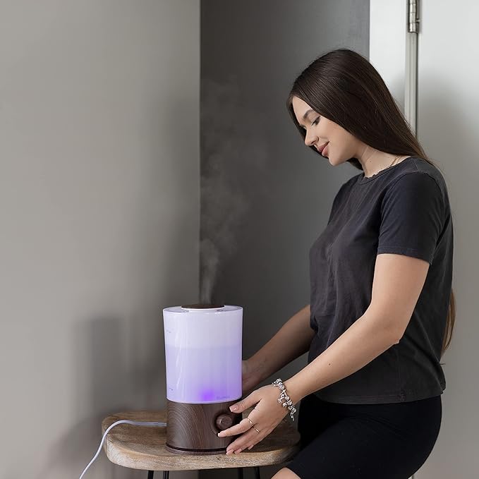 BlueHills Premium 2000 ML XL Essential Oil Diffuser Aromatherapy Humidifier for Large Room Home 40 Hour Run Huge Coverage Area 2 Liter Extra Large Capacity Diffuser High Mist Dark Wood Grain E003