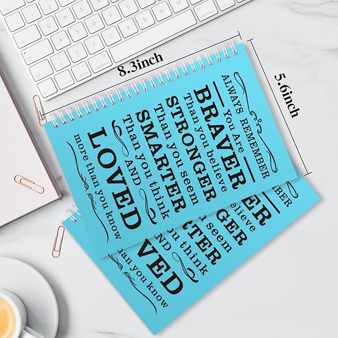 2 Pcs A5 Spiral Notebook,Inspirational Journal,Motivational Journal for Women Men,100 Pages Lined Spiral Journal Notebook College Ruled Daily Diary for School,Travel,Business,Work (Always-Light Blue)